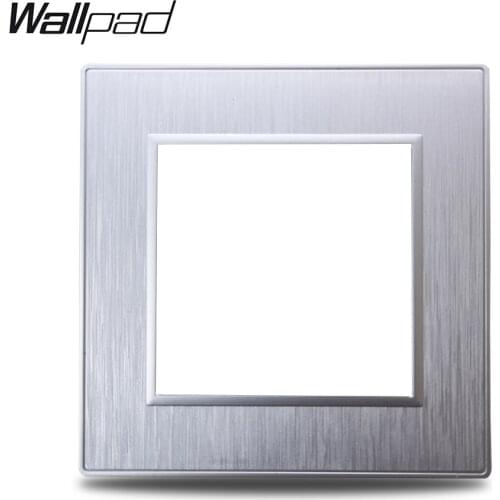 Wallpad S6 DIY Single Silver Panel Brushed PC Plastic For Wall Switch Socket Imitating Aluminum Plate Free Combination, 86*86mm