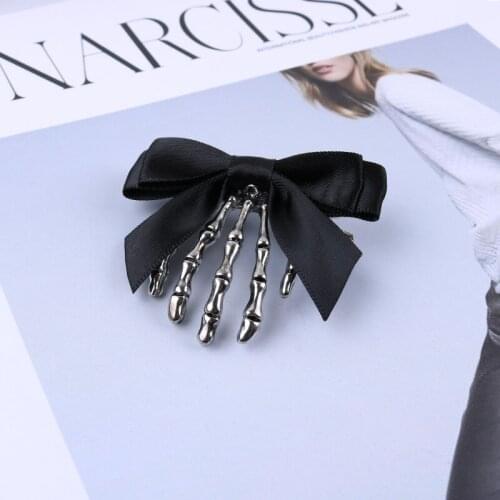 1/2 Pc Ribbon Bowknot Skull Hand Hair Clip for Women Girl Hair Hairpins Barrette Children Hair Accessories Punk Style Headwear