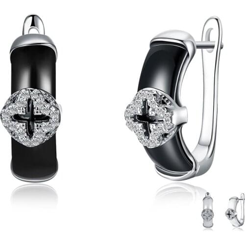 ZEMIOR 925 Sterling Silver Flower Shape Hollow Cross Stud Earrings For Women Bright 5A Cubic Zirconia Earring Jewelry Gift