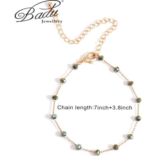 Badu Bohemian Beaded Anklets For Women Trend Beach Foot Jewelry Leg-Chain Green Ankle Bracelets Women Summer Accessories Gift