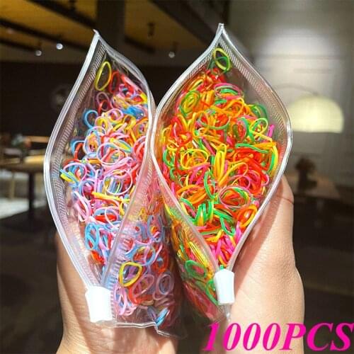 1000pcs/Pack Girls Colorful Small Disposable Rubber Bands Gum for Ponytail Hold Scrunchie Hair Bands Fashion Hair Accessories