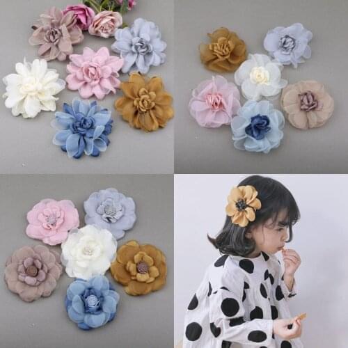 20pcs 3 style colorful flowers Mini fabric stamen flowers for girls kids' hair accessories corsage and hairband diy material