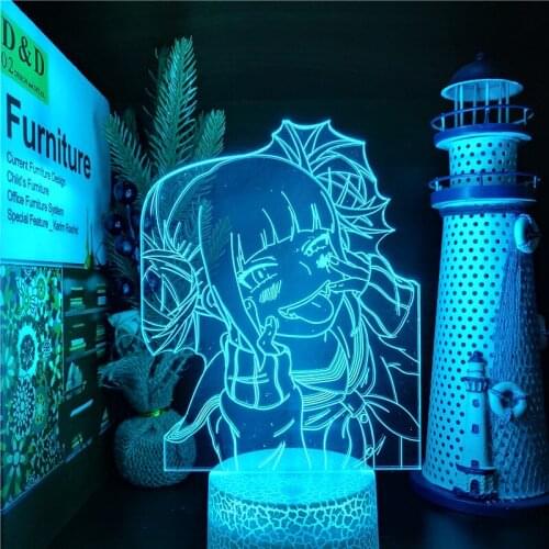 3D Lamp My Hero Academia Himiko Toga Anime Figure LED Night Light Lampara Cross My Body Boku No Hero Manga Lighting Home Decor