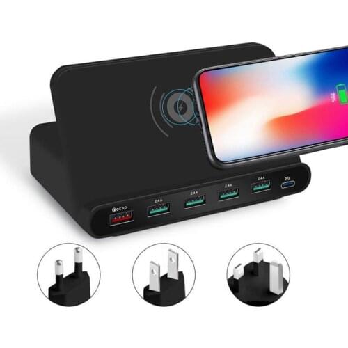 Wireless Charger Holder For Samsung iphone QC3.0 Quick Charger PD Type-c Fast Charging Station Mulit 5 Usb Charger EU UK US Plug
