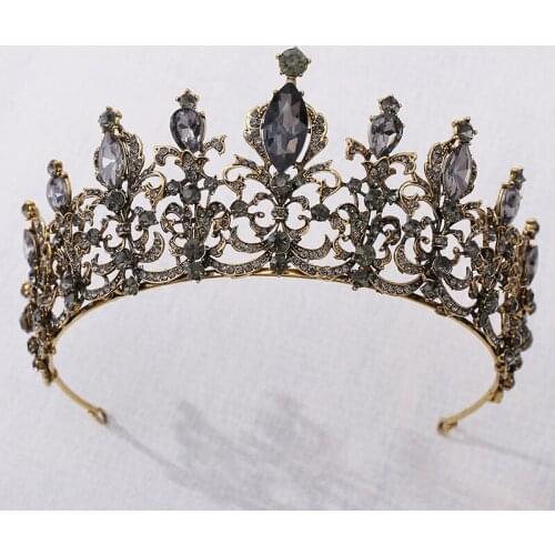 Large Crown Round Tiara Hairband Headpiece Wedding Hair Accessories for Women Jewelry Engagement Headdress Queen Crowns