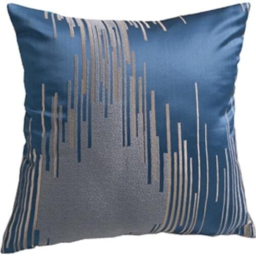 1 Piece Luxury Double-Sided Pillowcase Cover Blue Green Jacquard Striped Lattice Sofa Pillow Cushion Sofa Hotel JS317C