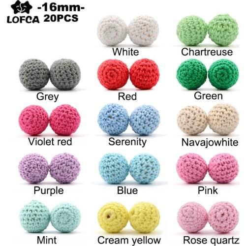 LOFCA 20pcs Wooden Crochet Beads 16mm Food Grade Rodent DIY Baby Pendant Necklace Baby Teether childrens products