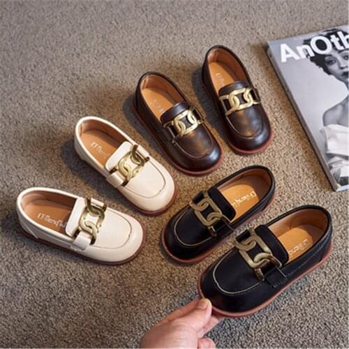Childrens Casual Shoes for Girls Shoes Kids Leather Flats PU Flowers Leather Oxfords British Design Lace-up Snekaers for Formal