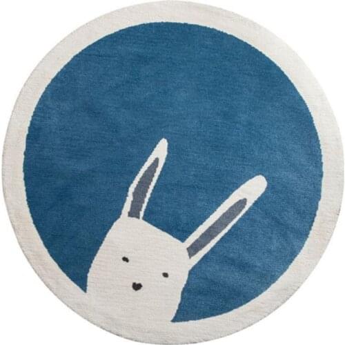 28EC Baby Play Mat Crawling Carpet Kids Room Floor Rug Round Cartoon Rabbit Printed Game Pad Playmat Bedroom Nursery Decor