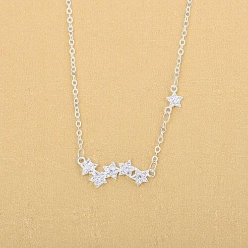 DreamySky Hot Selling Pure Silver Color Crystal Stars Necklaces For Women Jewelry Collar Colar Free Shipping