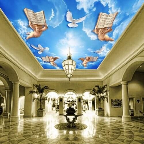 Photo wallpaper European style angel zenith mural hall bedroom hotel ceiling wallpaper Decorative painting