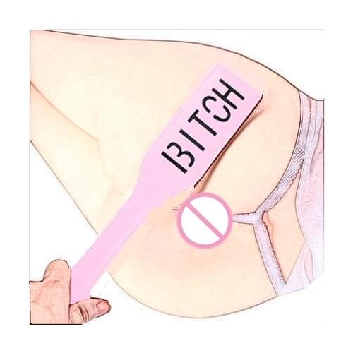 Candiway PU Leather BlTCH Prints Spank Paddle Fetish BDSM Submissive Slave Roleplay Game Adult Erotic Torture Toys For Couple