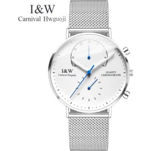 Carnival GMT Multiple Time Zone Luxury Brand mens Watches sapphire Leather Quartz watch waterproof clock relogios Masculino saat