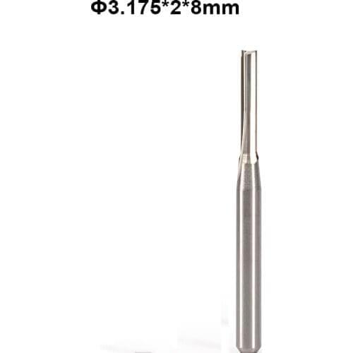 10pcs 1/8" 3.175 x2x8mm Straight Slot Wood Cutter CNC Solid Carbide Two Double Flute CNC Router End Mill Milling MDF Plywood Bit