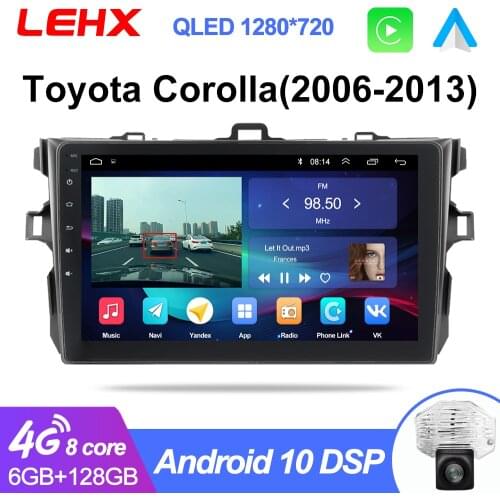 LEHX 2Din android 9.0 Car Radio reproductor Multimedia para Toyota Corolla E140/150/2006-2013, 2 din