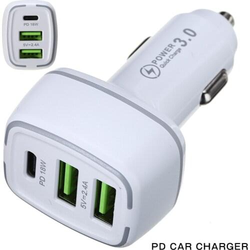 Mayitr 1pc Car 18W PD Type C Fast Charging Charger 2.4A Dual USB Charger For Car Cigarette Lighter Socket Parts