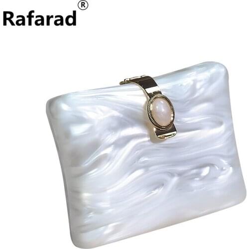 Oval Shape Pearl White Nude Fashion Resin Acrylic Box Clutches Purse Bag Handbag Women Evening Party Girl Travel Lady Bags Purse