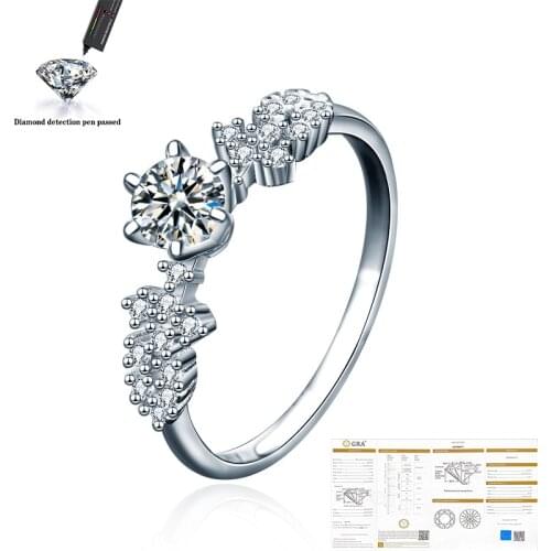 Moissanite 925 sterling silver woman wedding bridal anniversary party 0.5 carat CT VVS1 D color high quality ring