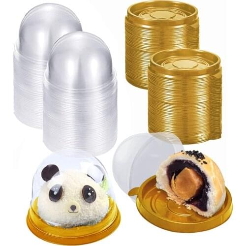 Pack of 50 Mini Cupcakes Box Clear Plastic Containers Cake Mold Food Storage Cupcake Carriers Cookies Muffins Mooncake Dome Box