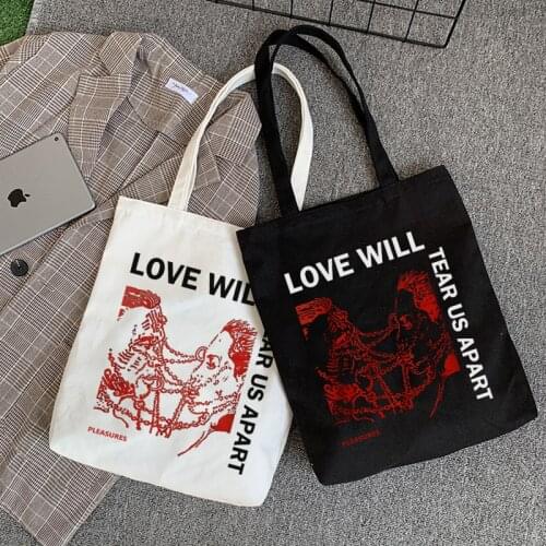 Lil Peep new loose female punk casual large-capacity canvas letter Vintage funny cartoon hip-hop goth Harajuku shoulder bags