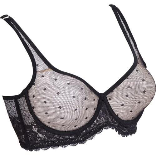 New Sexy Womens Lace Bras Mesh Ultra Thin Bra Underwire Plus Size 70 75 80 85 90 95 100 A B C D DD E DDD F