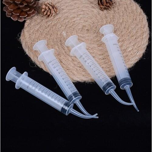 4Pcs Disposable Transparent Dental Irrigation Syringe With Curved Dental Care