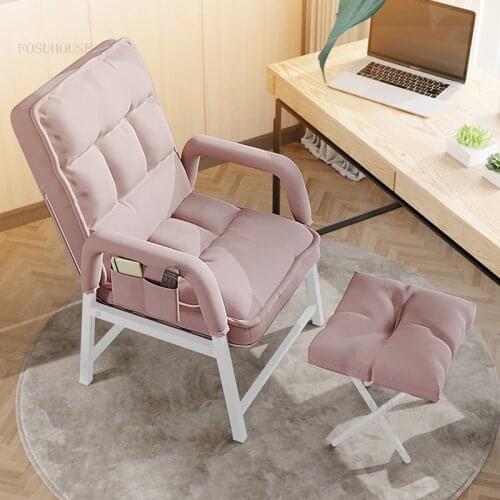 Nordic Office Chairs Home Comfortable Reclining Computer Chair Creative Office Furniture Backrest Chair Storage Bag Armchair