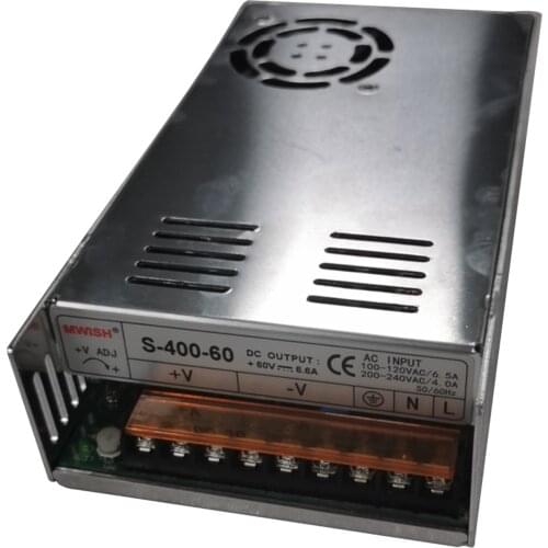 400W 60V Switch DC Power Supply S-400-60 6.6A Single Output for CNC Router Foaming Mill Cut Engraver Plasma