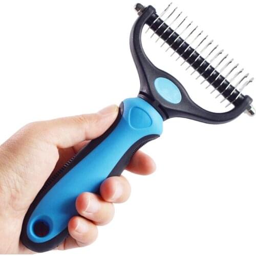 Professional Pet Hair Remover Dog Cat Hair Comb Easy Removing Tangles Knot Cutter Stainless Double-sided Cutter Head Hairbrush
