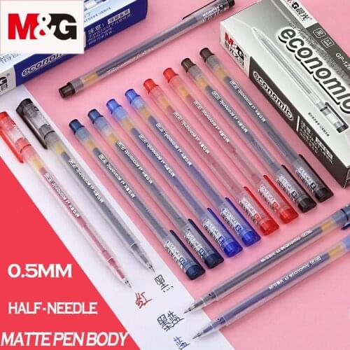 12Pcs/lot M&G Half Needle Tip 0.5mm Gel Pen Cute Roll Gel Pens Quick-Dry Ink Fine Signature Pen School Office Gift Stationery