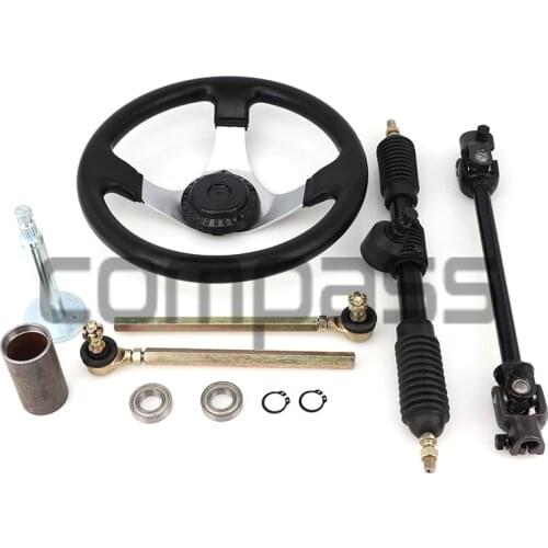 300mm Steering Wheel Assembly 340mm Gear Rack Pinion 380mm U Joint Tie Rod Knuckle Assy For Chinese 110cc Go Kart Quad Parts