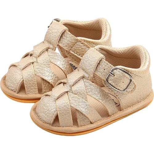 Baby Summer Shoes Boys Girls Sandals First Walkers PU Leather Hollow Out Soft Sole Anti-slip Toddler Shoes Prewalker 0-18M
