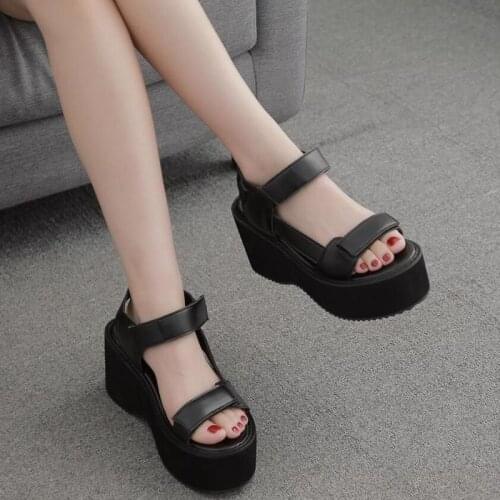 Buckle Strap Slingback Platform heels Sandals Women Open Toe One Strap Summer Sandals Women leisure shoes Punk Goth Shoes Women