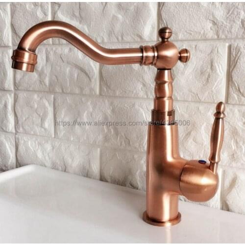 Basin Faucets Antique Red Copper Bathroom Basin Faucet Brass Vessel Sink Water Tap Mixer Bnf410