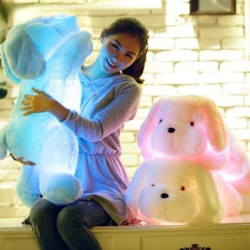 50cm 85cm LED light dog toy stuffed animal plush light up puppy dog doll luminous pillow kids toy christmas gift