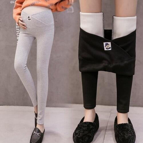 Pregnant women wear warm pants with low waist in winter and thick double-layer bottom pants with extra weight