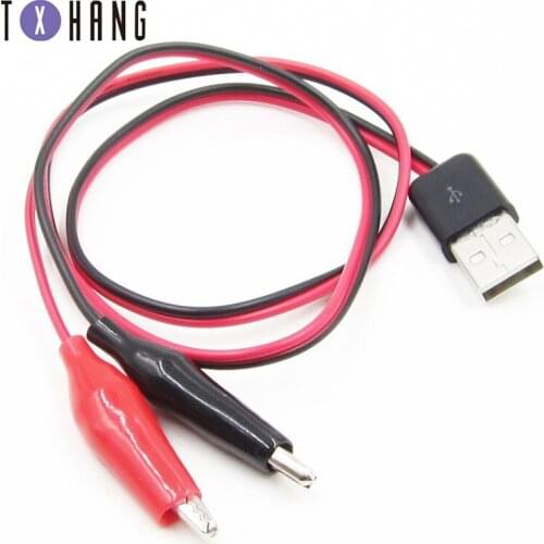 Alligator Test Clips Clamp to USB Male Connector Power Supply Adapter Wire 60cm diy electronics