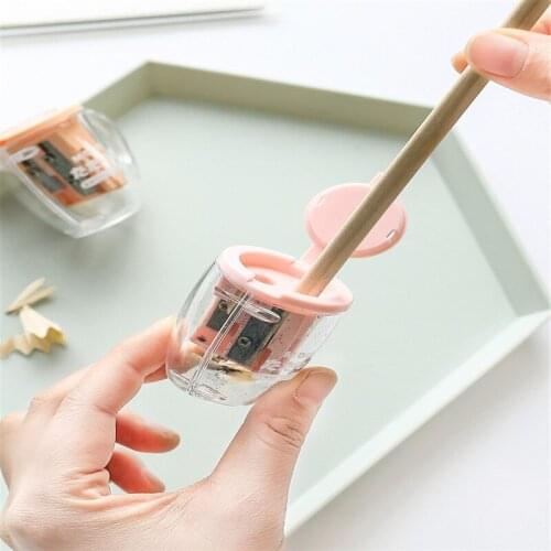 Double Hole Pencil Sharpener Teacup Shape Pencil Knife Portable Sharpener Cutter Head Art Students Stationary Office Supplies