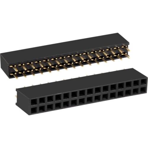 Uxcell 50Pcs 2.54mm Pitch 2x15-Pin Double Row Straight Connector Female Pin Header Strip PCB Board Socket