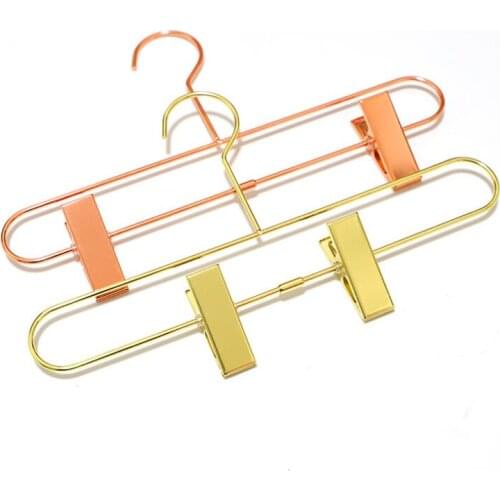 Nordic Style Rose Gold Metal Iron Trousers Hanger Rack Pants Skirt Clothes Clip Stand Hanger LX8781