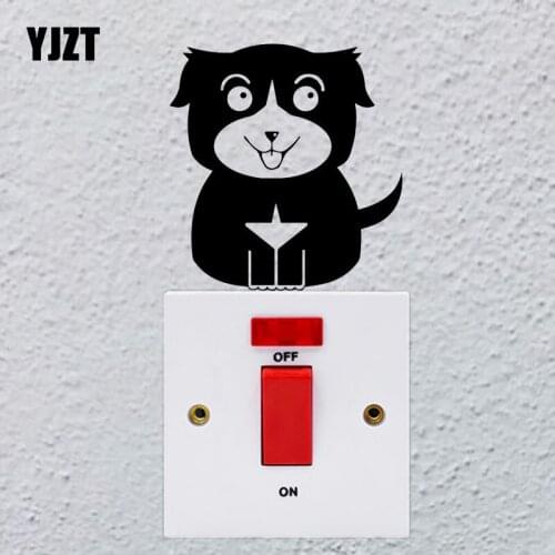 YJZT Cartoon Animal Vinyl Decal Home Room Decor Wall Switch Sticker Smile Dog S19-0622