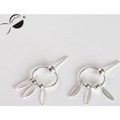 925 Sterling Silver Earrings Cute Feather Real Stud Earrings Women Fashion Female Accessories Fine Jewelry Stud Earrings New
