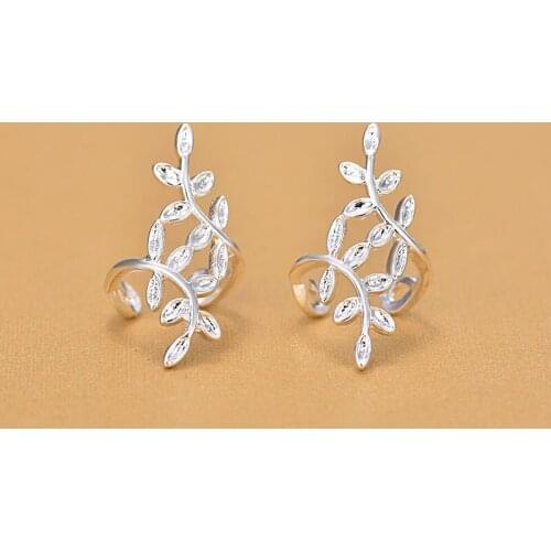 925 Sterling Silver Hollow Leaves Plant Clip Earrings For Women Fashion Jewelry 2018