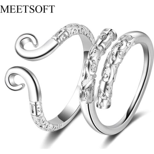 METSOFT 925 Silver Opening Ring For Women Simple Adjustable Monkey Sun Cuff Spell Circle Couple popular Jewelry Gift
