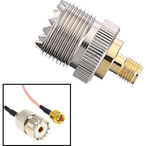 1pcs Copper Plated With Gold 50 Ohm Antenna Adapter SMA Female Socket To UHF SO-239 SL16 Coaxial Connector Adapter