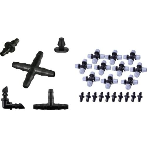 10Pcs Greenhouse Humidifier Plant Misting Cross Atomizing Nozzle Sprinkler & 250 Pcs Drip Irrigation Barbed Connectors