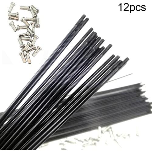 12Pcs 260-296mm Stainless Steel Bicycle Spokes Bike MTB Wheel Radius knitting Needle Spokes Electric Bike Copper Nipple
