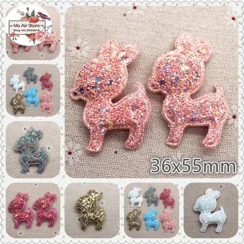 12pcs bling slap-up deer Non-woven patches glitter Felt Appliques for clothes Sewing Supplies DIY craft hair bow center
