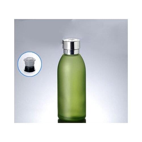 50pcs 4 oz green glass bottle with silver lid ,120 ml glass lotion bottle , wholesale 4 ounce Cosmetic Packaging glass bottle