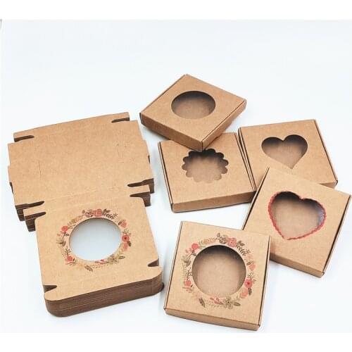50Pcs Kraft Paper Handmade Jewelry Packing Gift Boxes Small Square Favor Paper Boxes 6x6x1cm&6x6x1.5cm